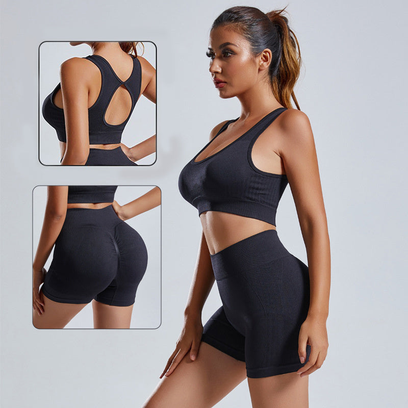 Women Seamless Vest Shorts High Waist Yoga Set
