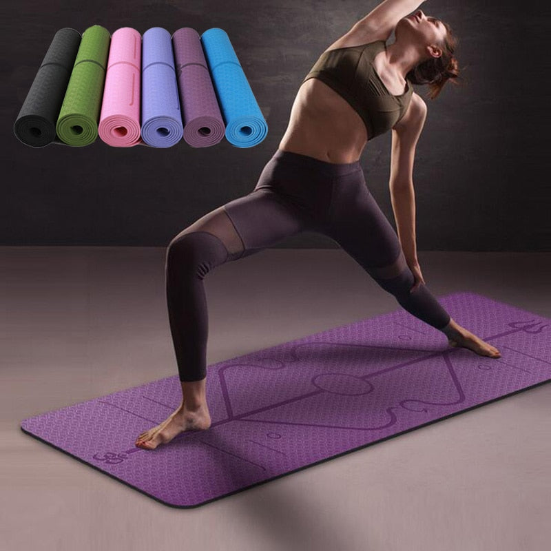 TPE Non-Slip Yoga Mat with Position Line 1830x610x6mm