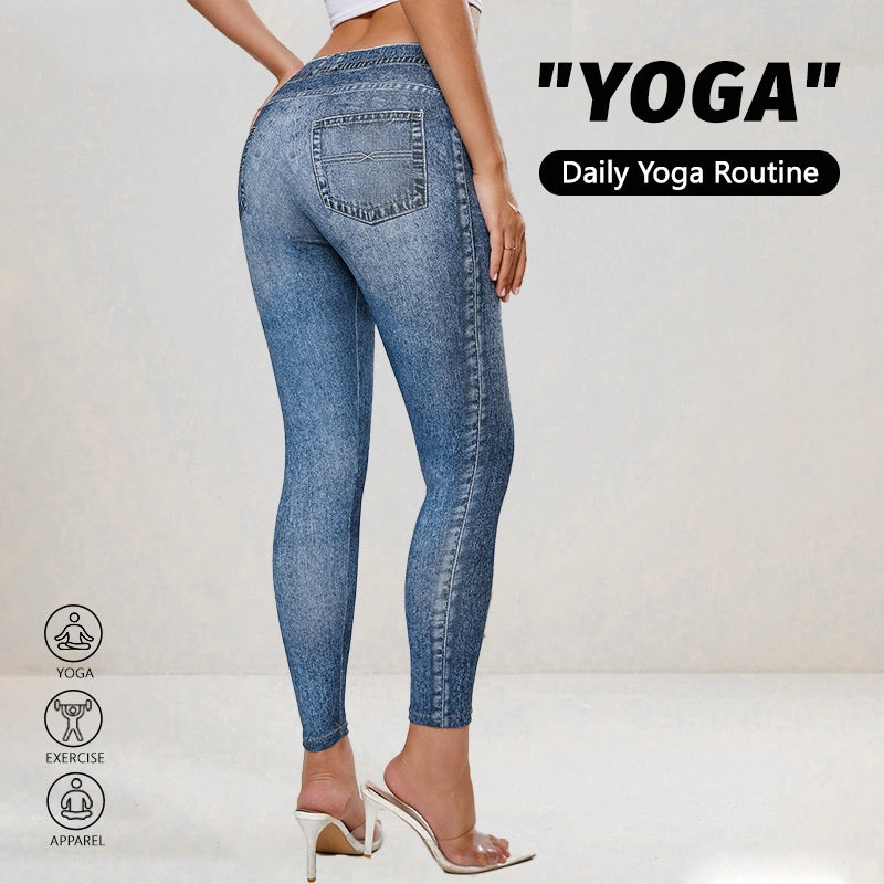 Denim-Look Yoga Leggings