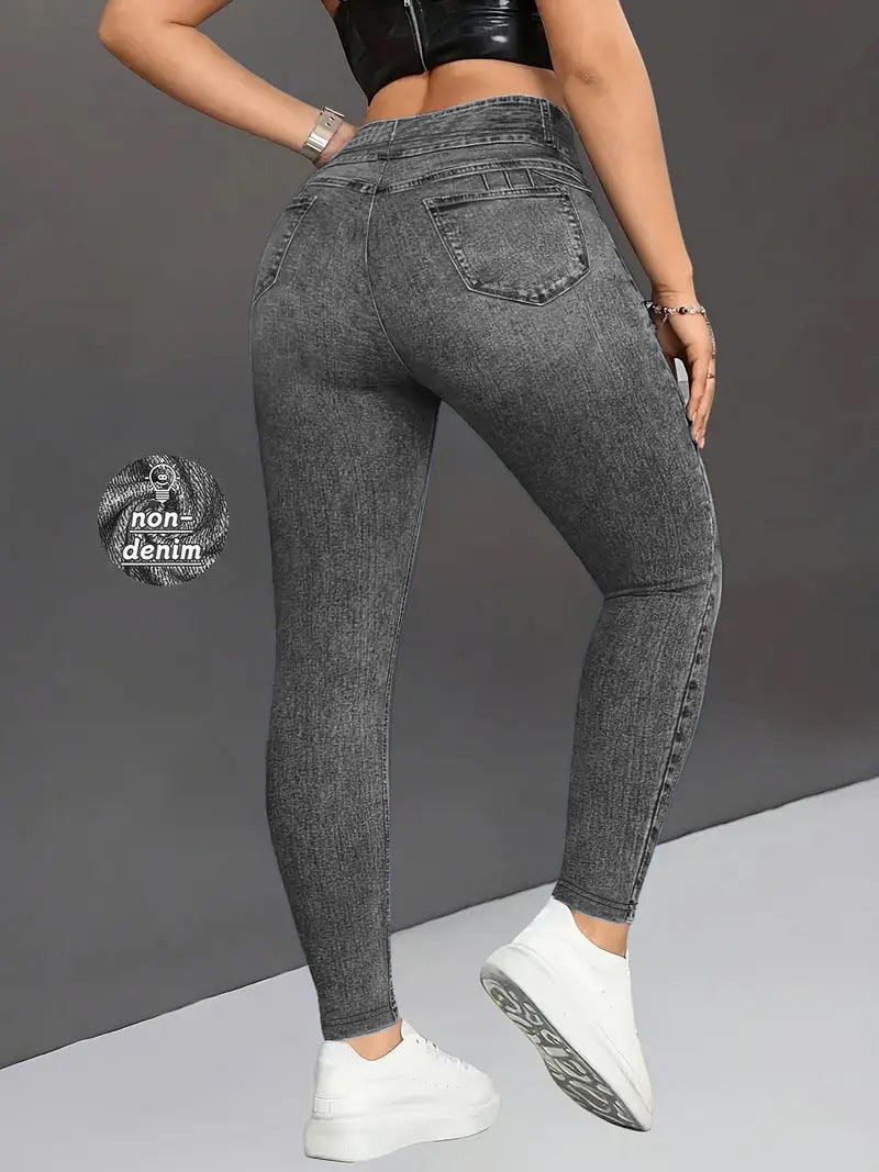 Denim-Look Yoga Leggings