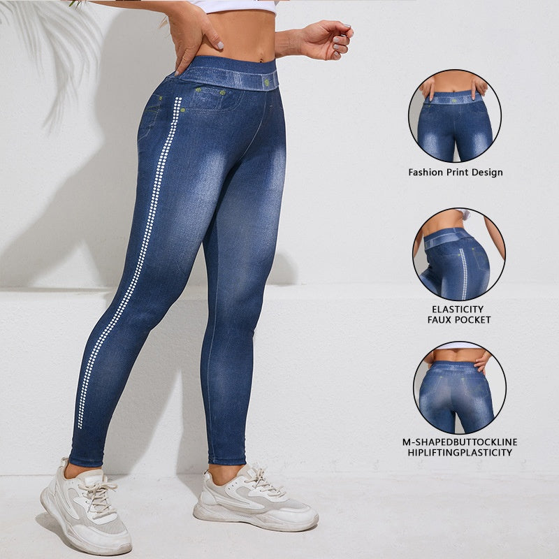 Denim-Look Yoga Leggings