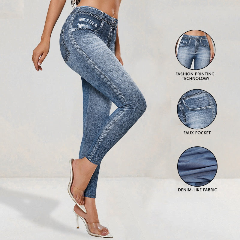 Denim-Look Yoga Leggings