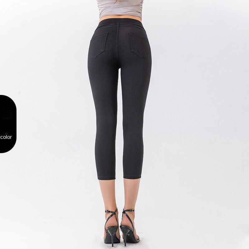 Denim-Look Capri Yoga Pants