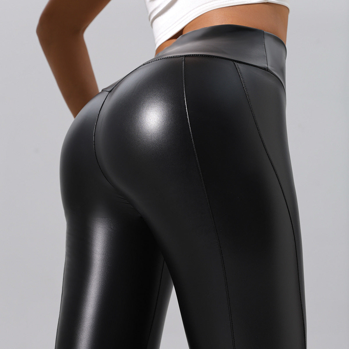 Patchwork Leather Yoga Pants