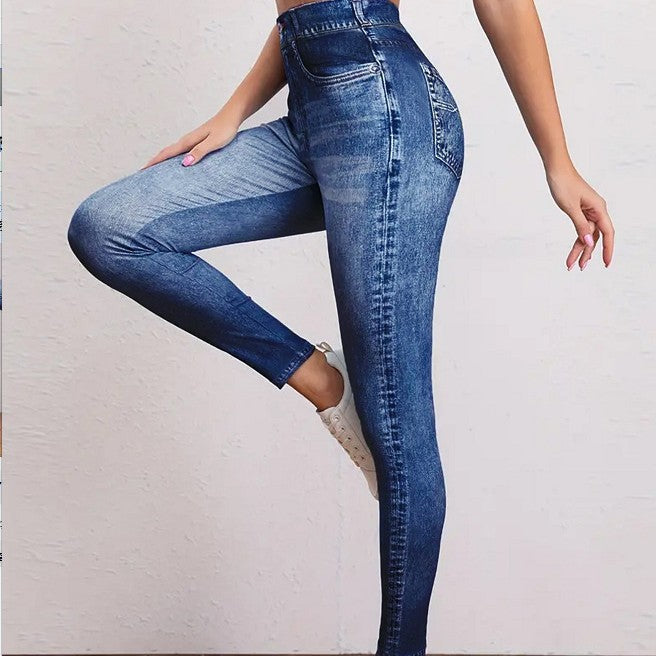 Denim-Look Yoga Leggings