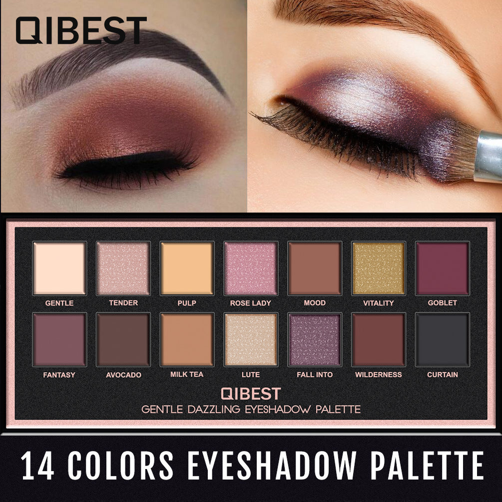14-Color Matte and Pearlescent Velvet Eyeshadow Palette