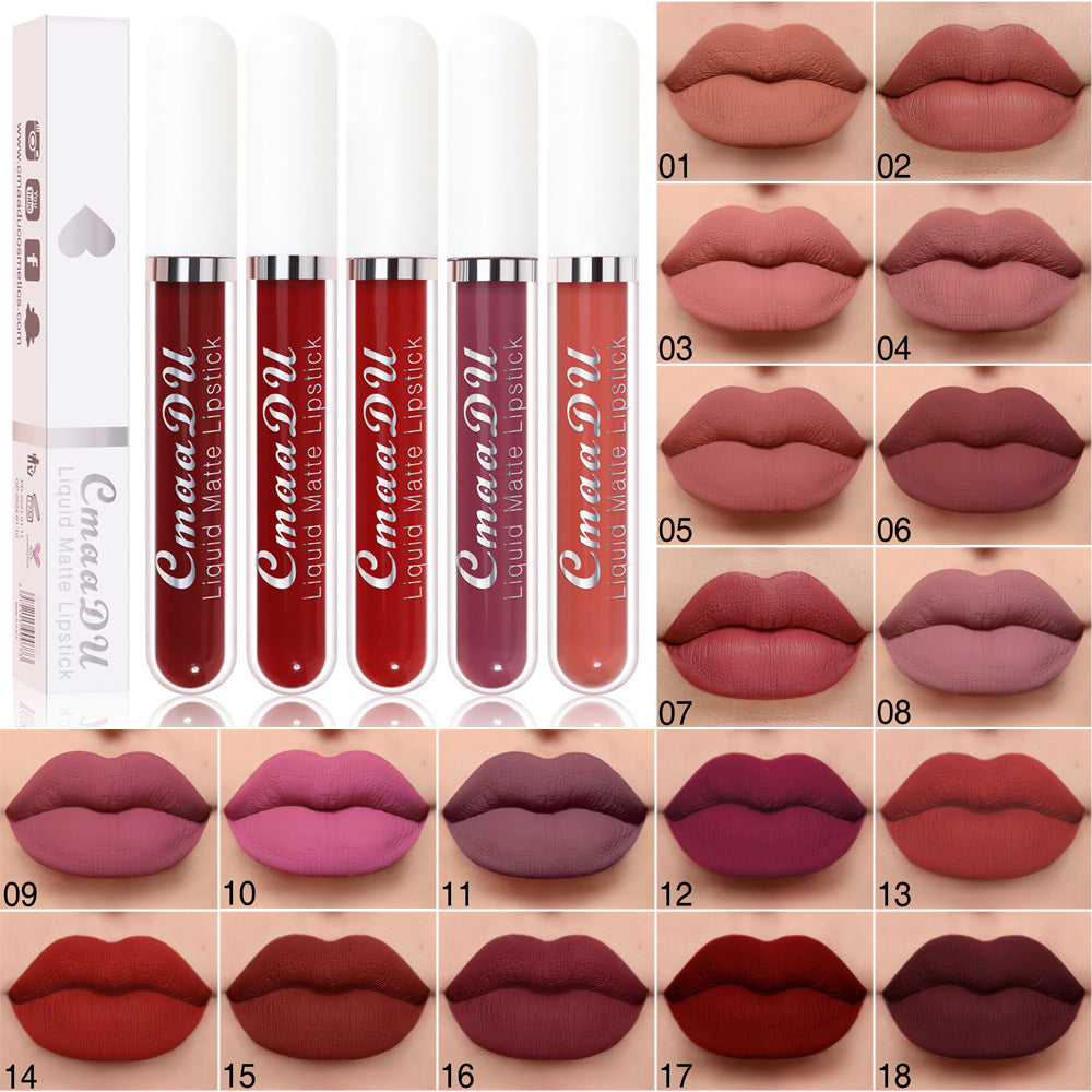 18 Color Lipstick Matte Non-Stick Cup Waterproof Long Lasting Lip Gloss