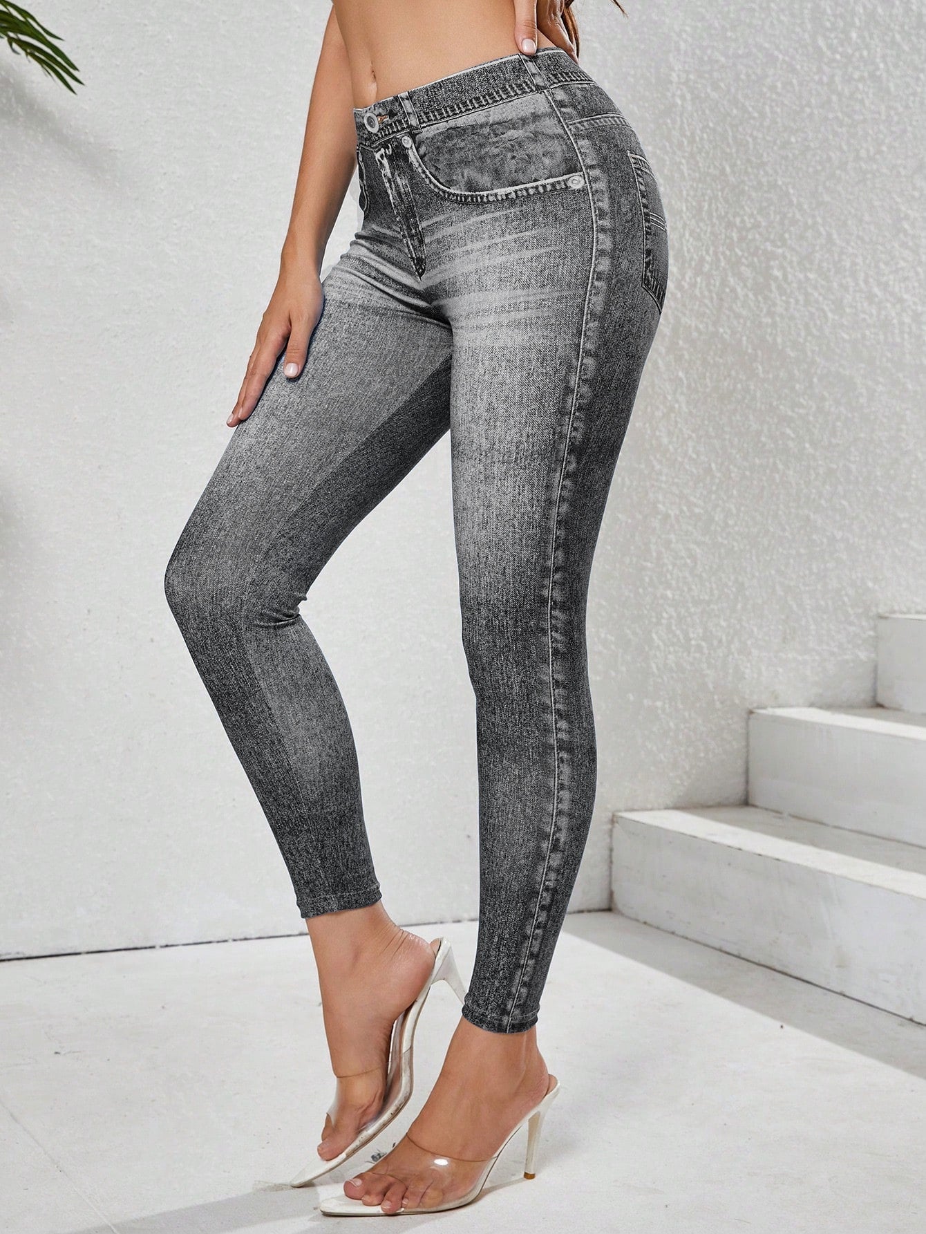 Denim-Look Yoga Leggings