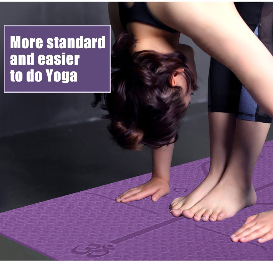 TPE Non-Slip Yoga Mat with Position Line 1830x610x6mm