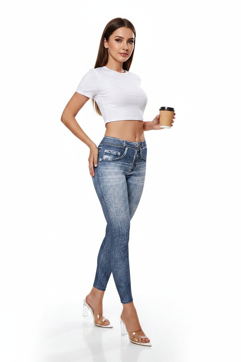 Denim-Look Yoga Leggings