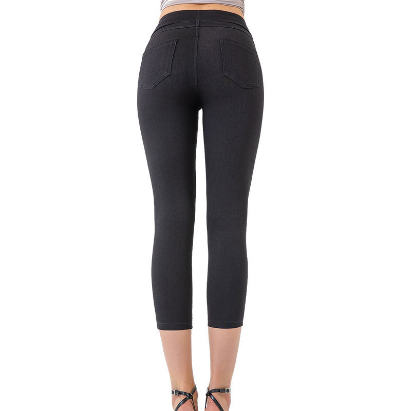 Denim-Look Capri Yoga Pants