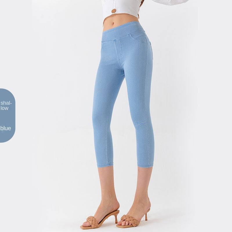 Denim-Look Capri Yoga Pants