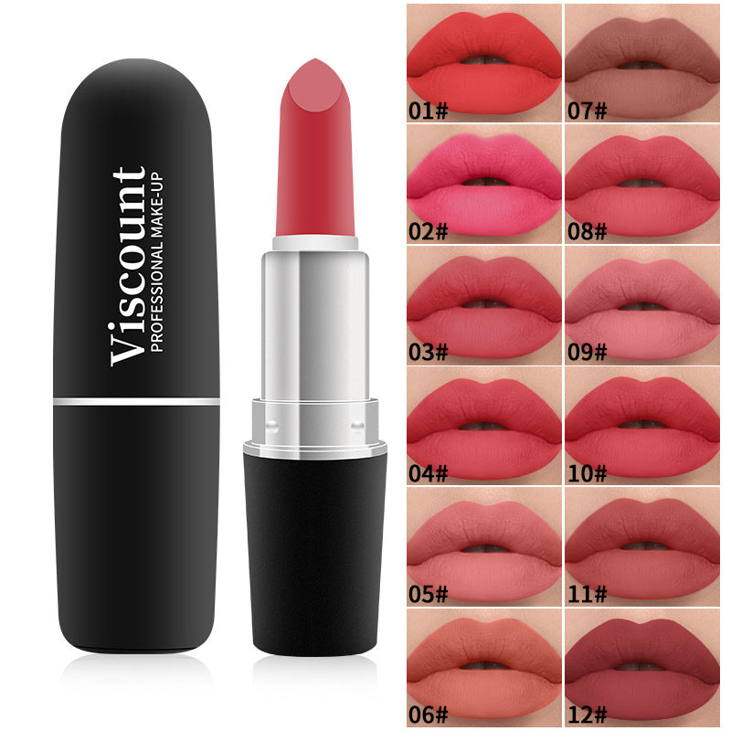 Matte White Bullet Lipstick Moisturizing 12 Color Collection