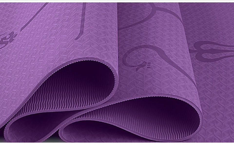 TPE Non-Slip Yoga Mat with Position Line 1830x610x6mm