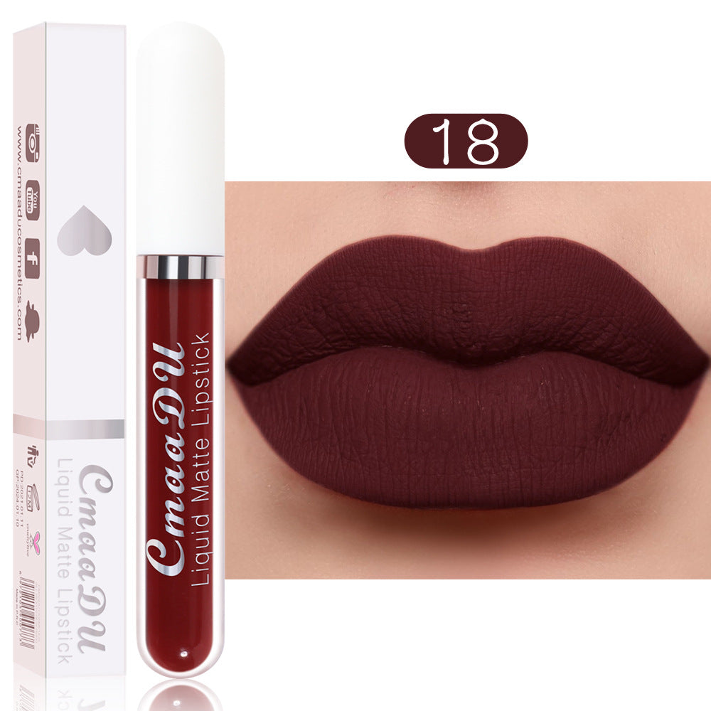 18 Color Lipstick Matte Non-Stick Cup Waterproof Long Lasting Lip Gloss