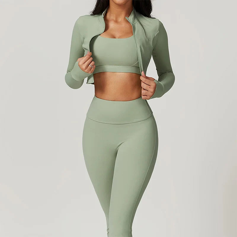 Women 3 Piece High Waist Activewear Workout Set