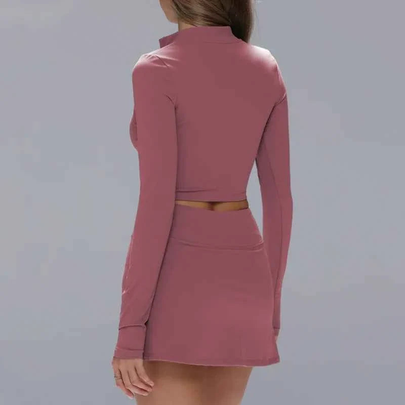 Women’s Long Sleeve Yoga Skirt Set