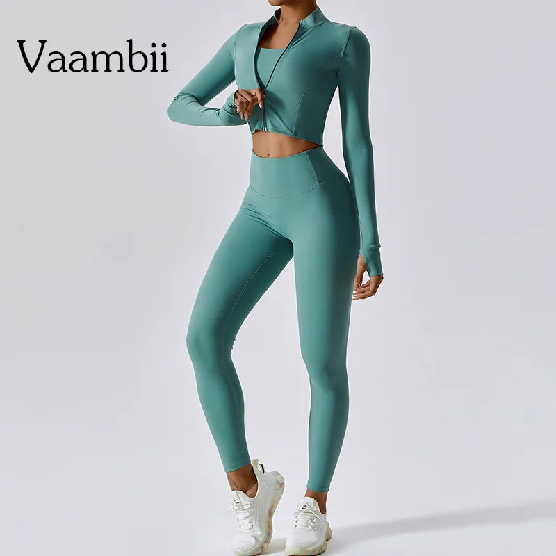 Women 3 Piece High Waist Activewear Workout Set