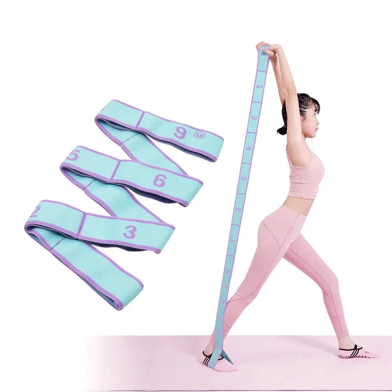 Elastic Yoga Stretching Strap with Loops for Pilates & Dance