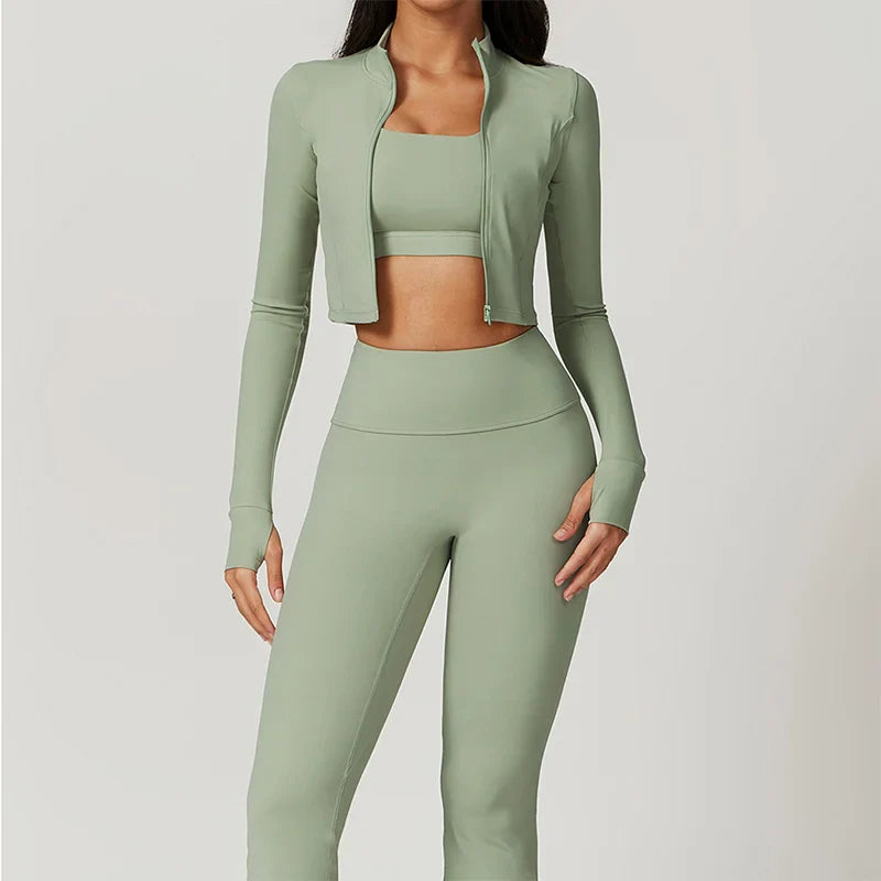 Women 3 Piece High Waist Activewear Workout Set