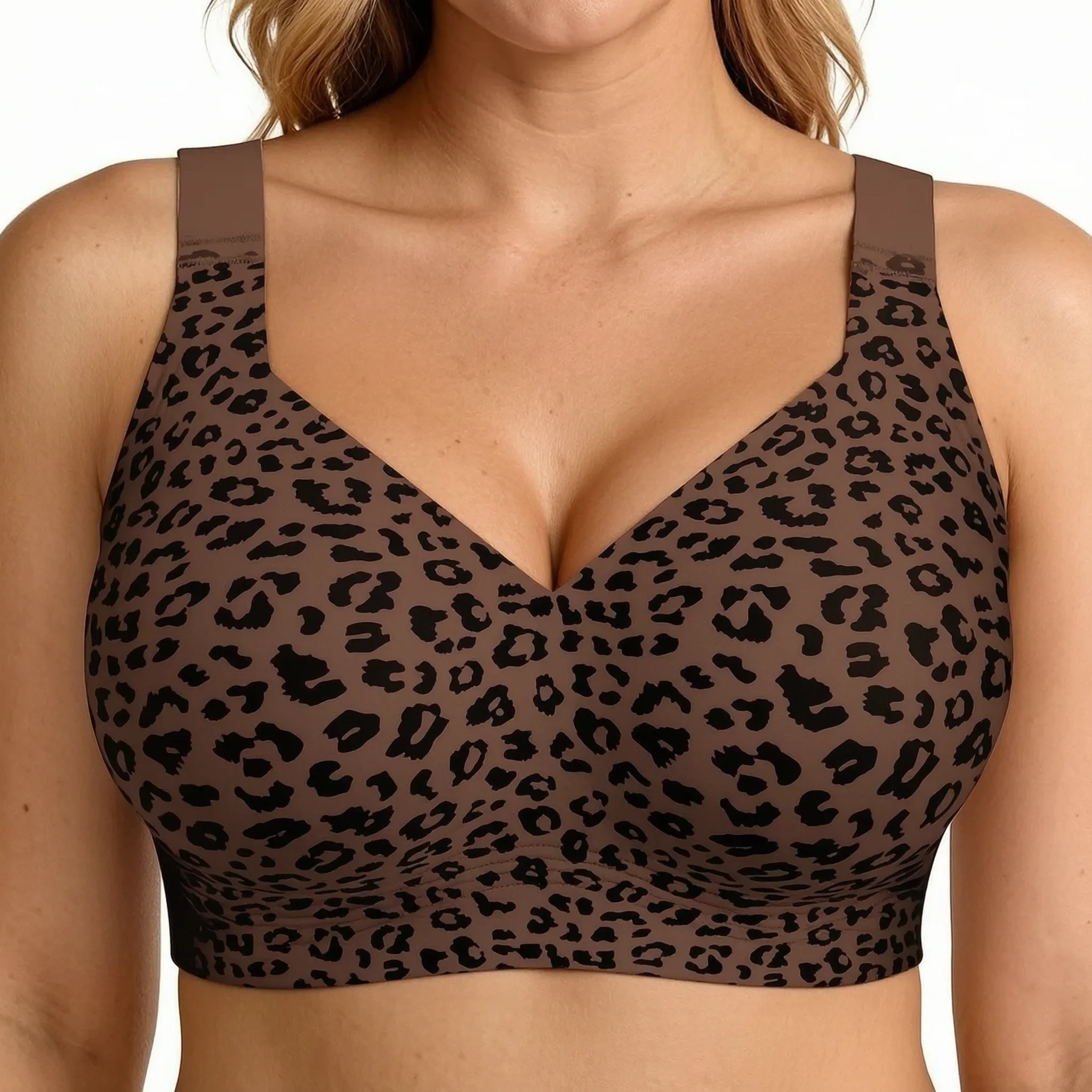 Women's Leopard Wireless Bralette: Full Coverage & Lift