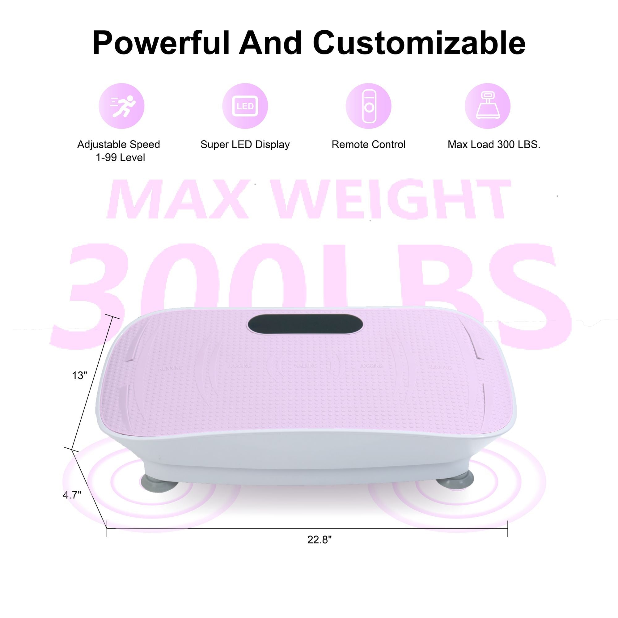 Silent Vibration Platform Crazy Fitness Massage 10-Frequency Weight Loss & Fat Burner Body Shaking Machine For Unisex Pink