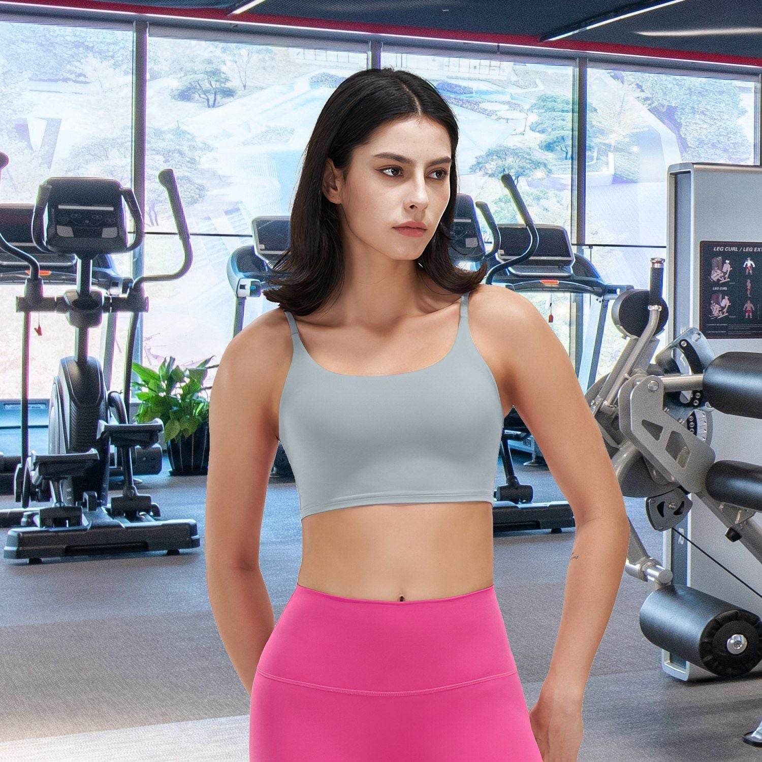 Women’s Strappy Square Neck Padded Sports Bra