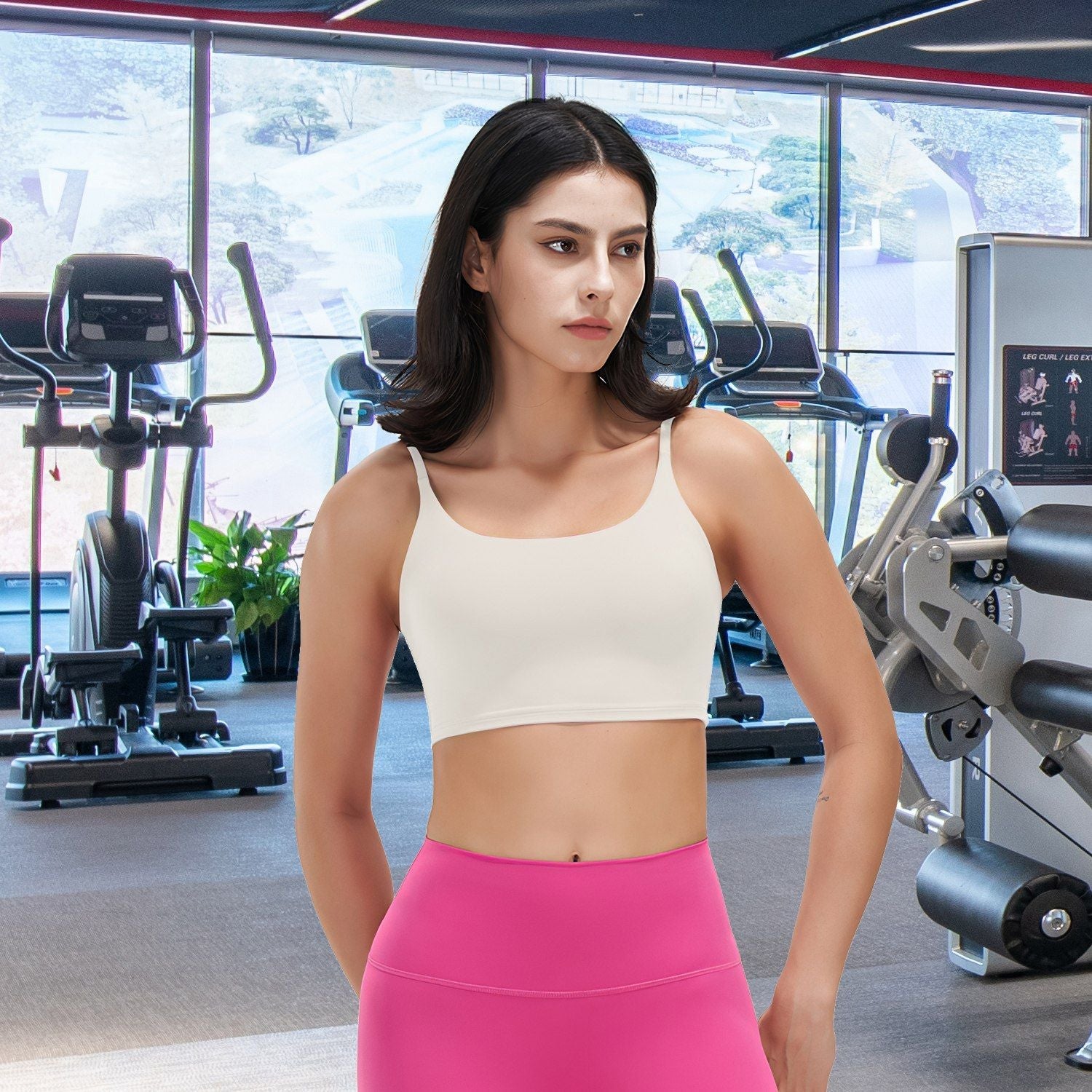 Women’s Strappy Square Neck Padded Sports Bra