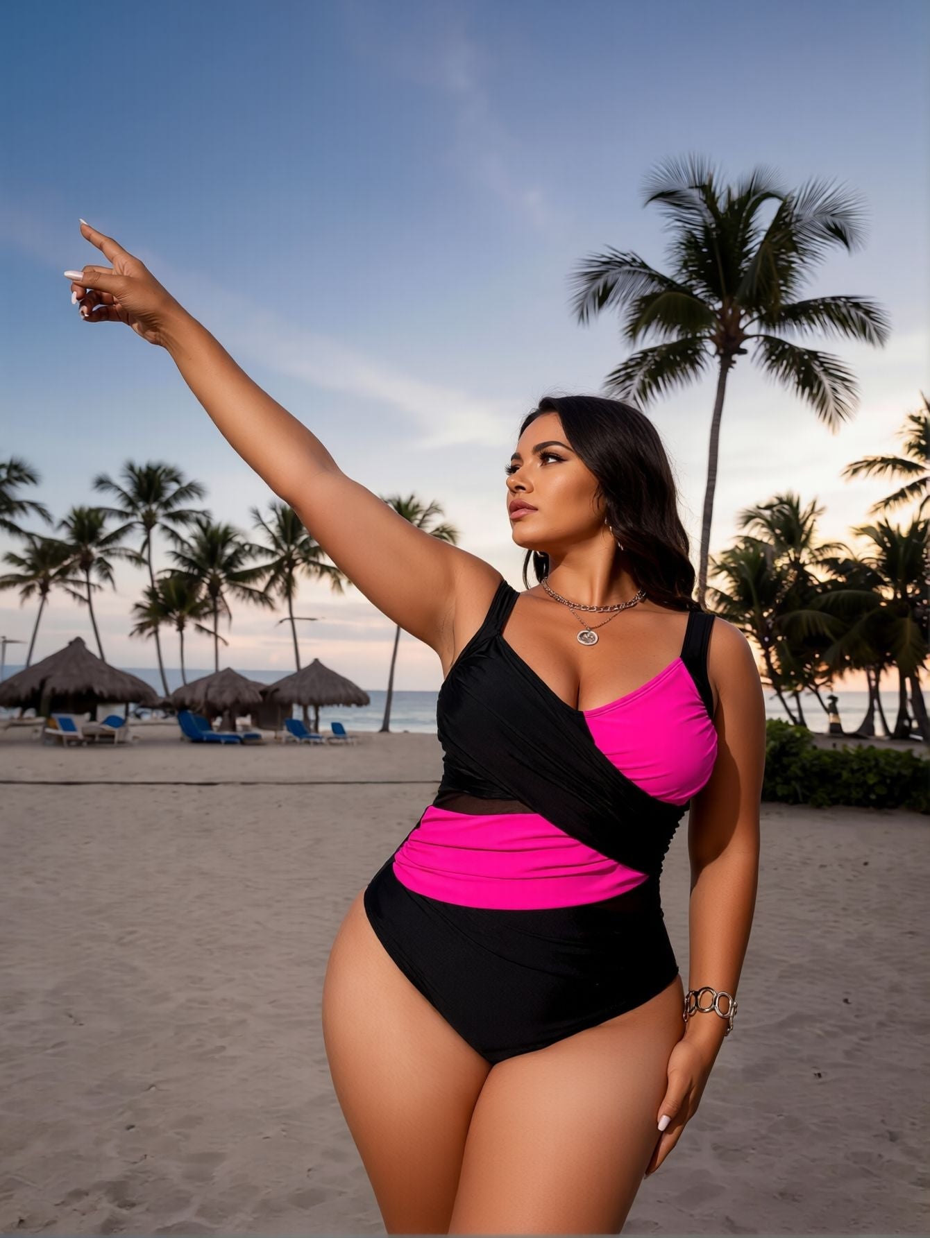 Color Block Plus One-Piece Swimsuit