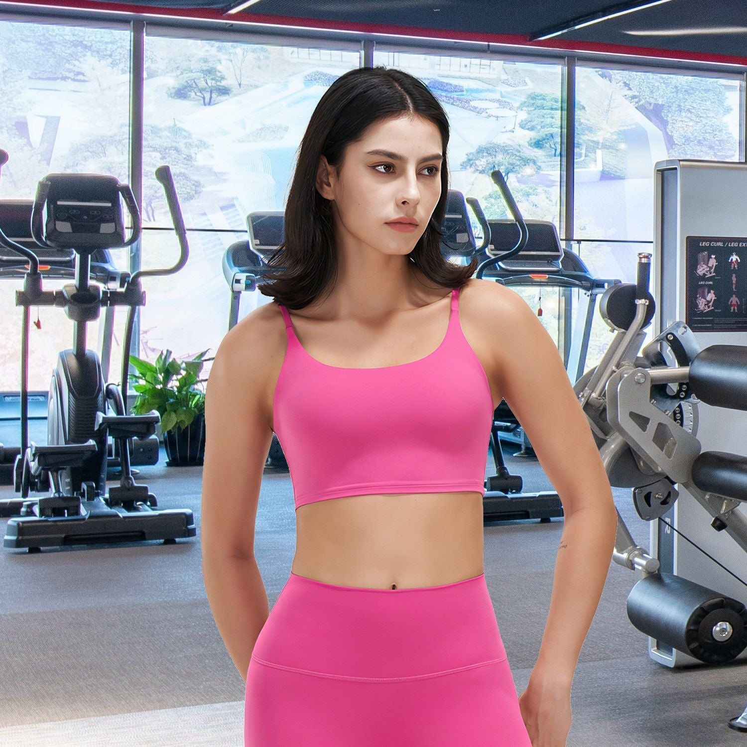 Women’s Strappy Square Neck Padded Sports Bra