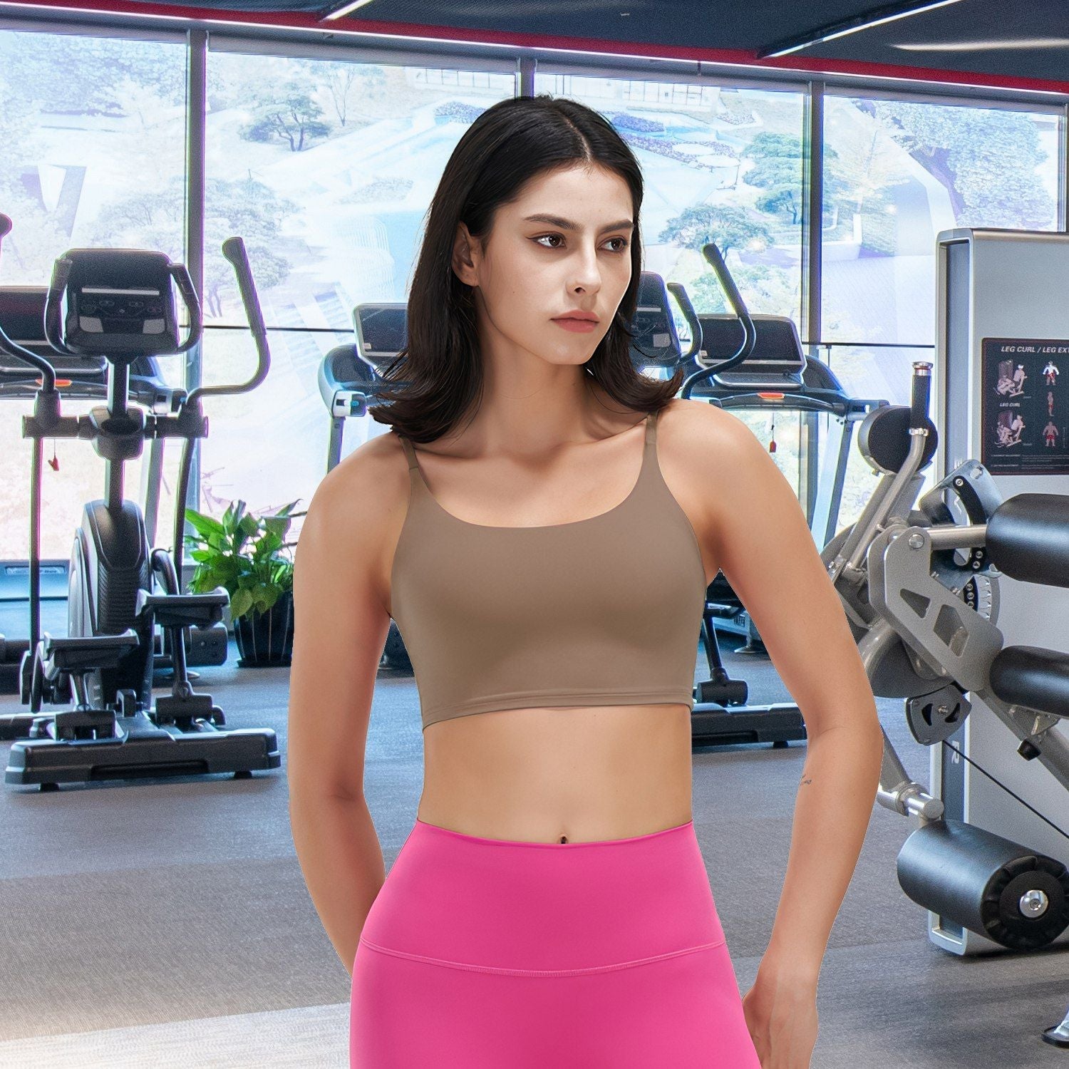 Women’s Strappy Square Neck Padded Sports Bra