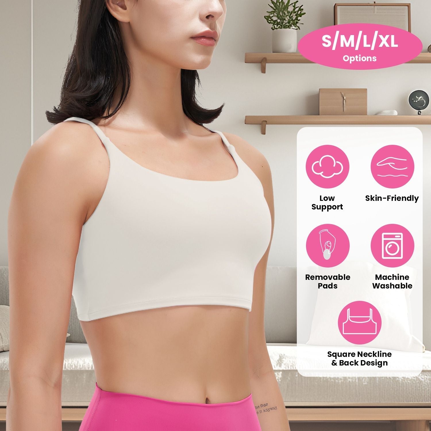 Women’s Strappy Square Neck Padded Sports Bra