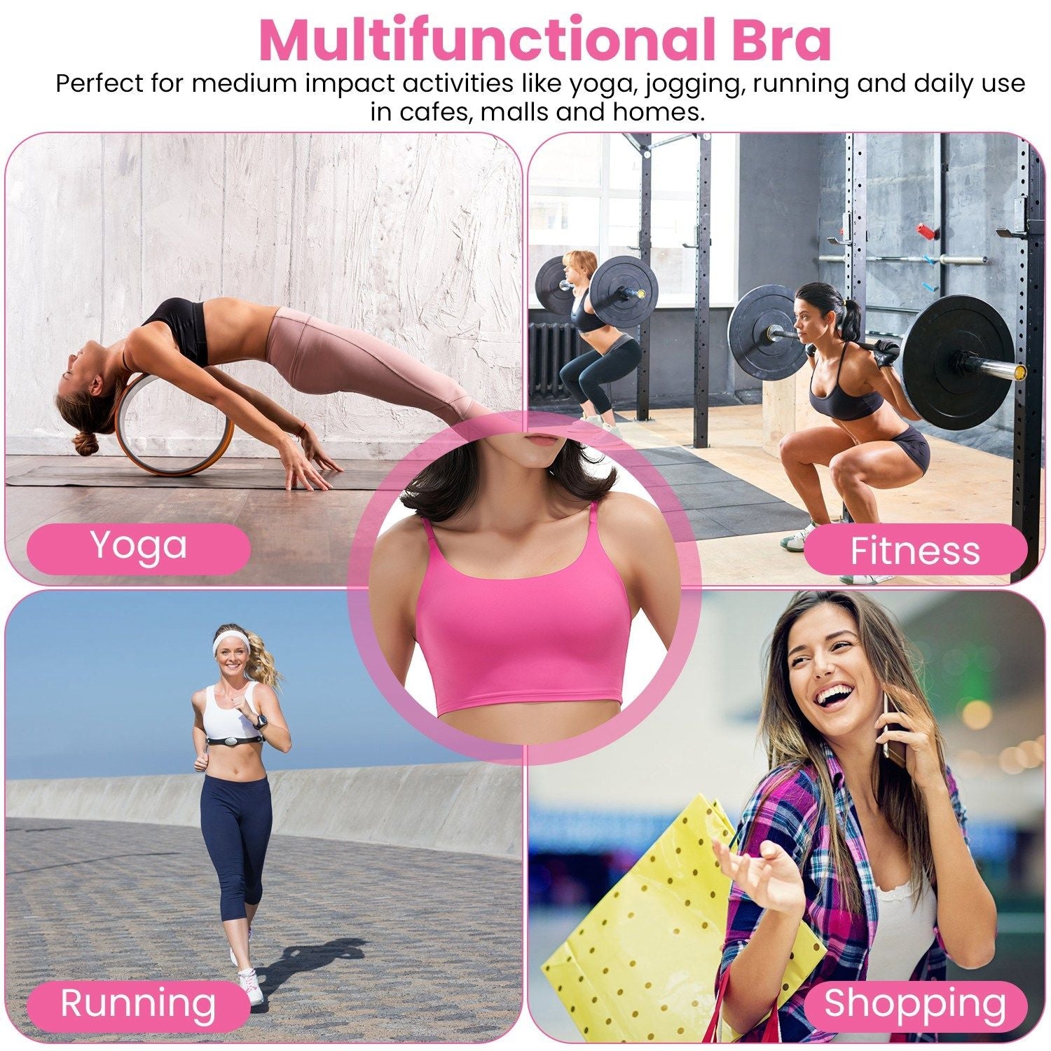 Women’s Strappy Square Neck Padded Sports Bra