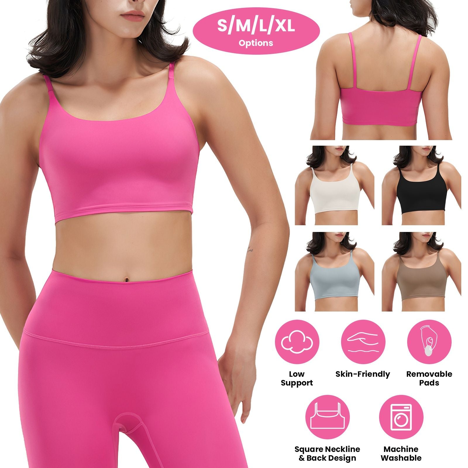 Women’s Strappy Square Neck Padded Sports Bra