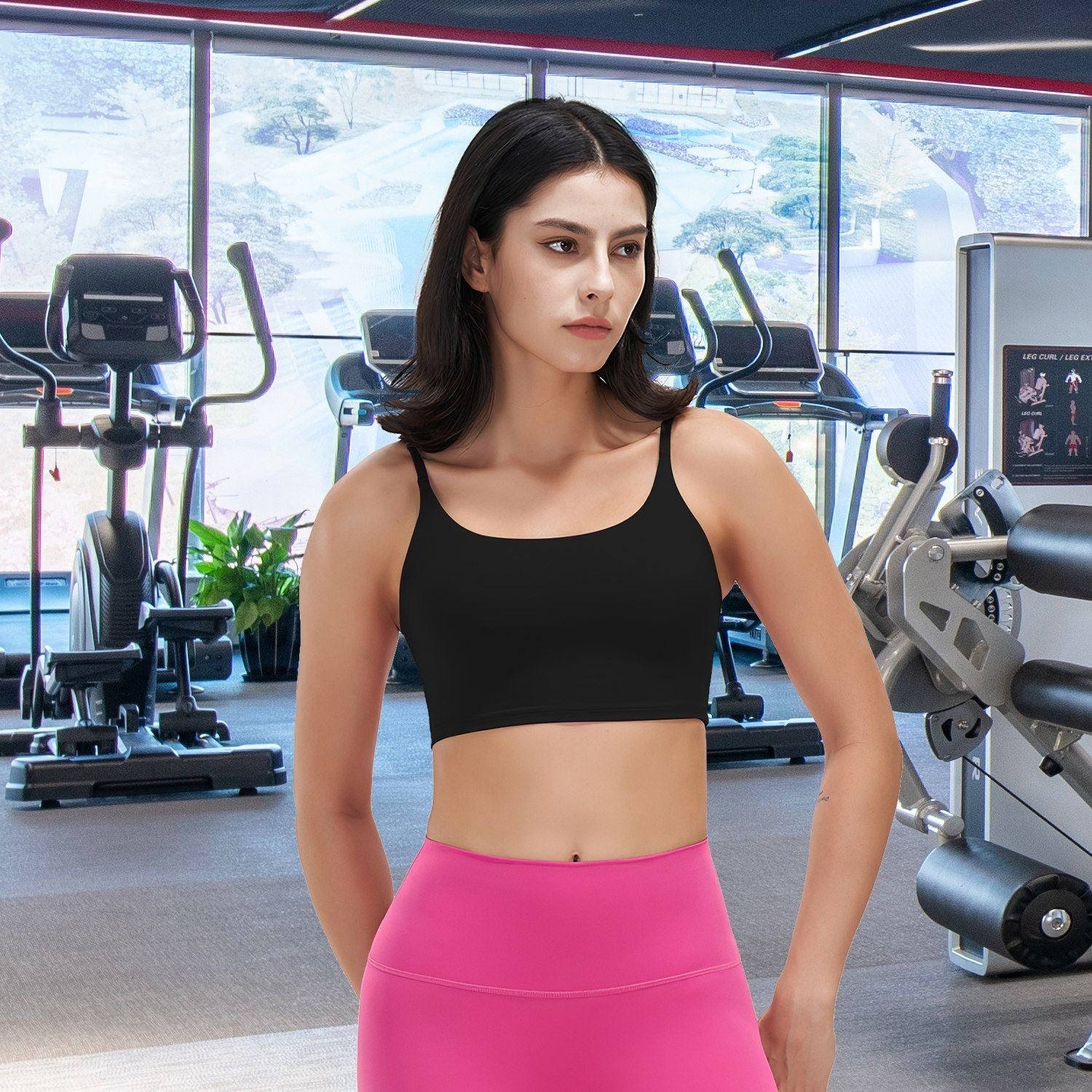 Women’s Strappy Square Neck Padded Sports Bra