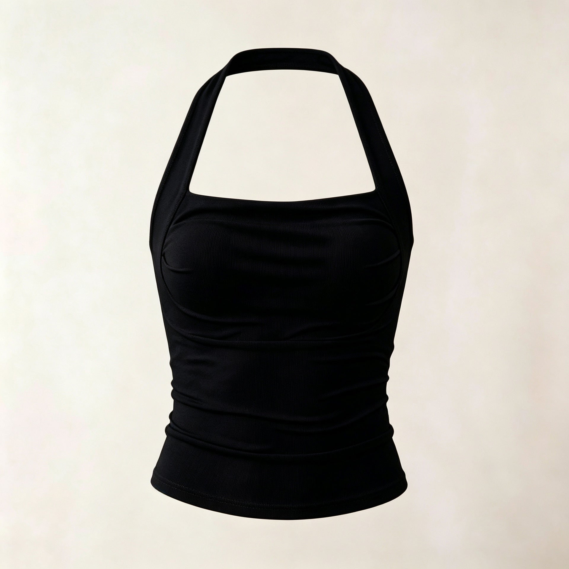 Womens Cold-Shoulder Pleated Backless Yoga Tank Top
