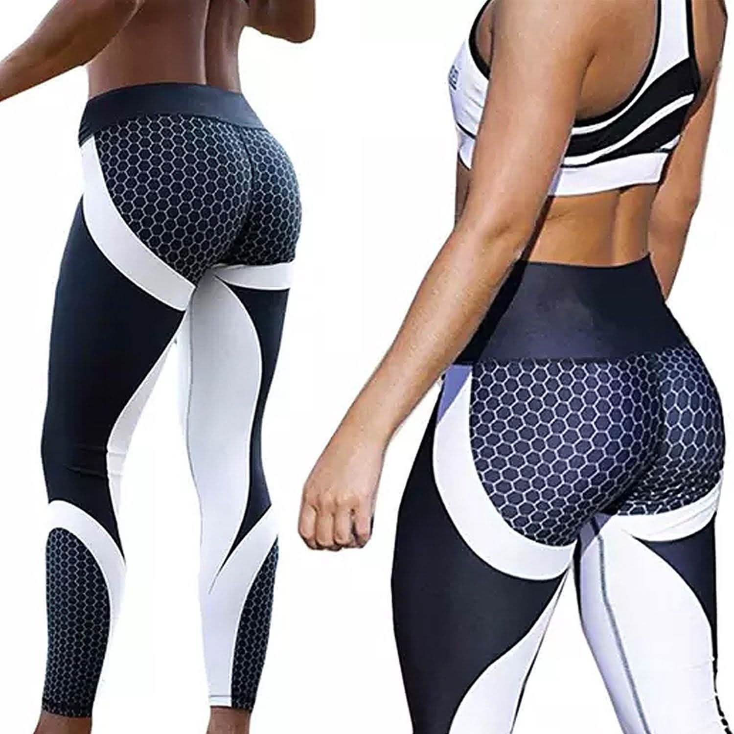 High-Waisted Honeycomb Ruched Yoga Fitness Leggings