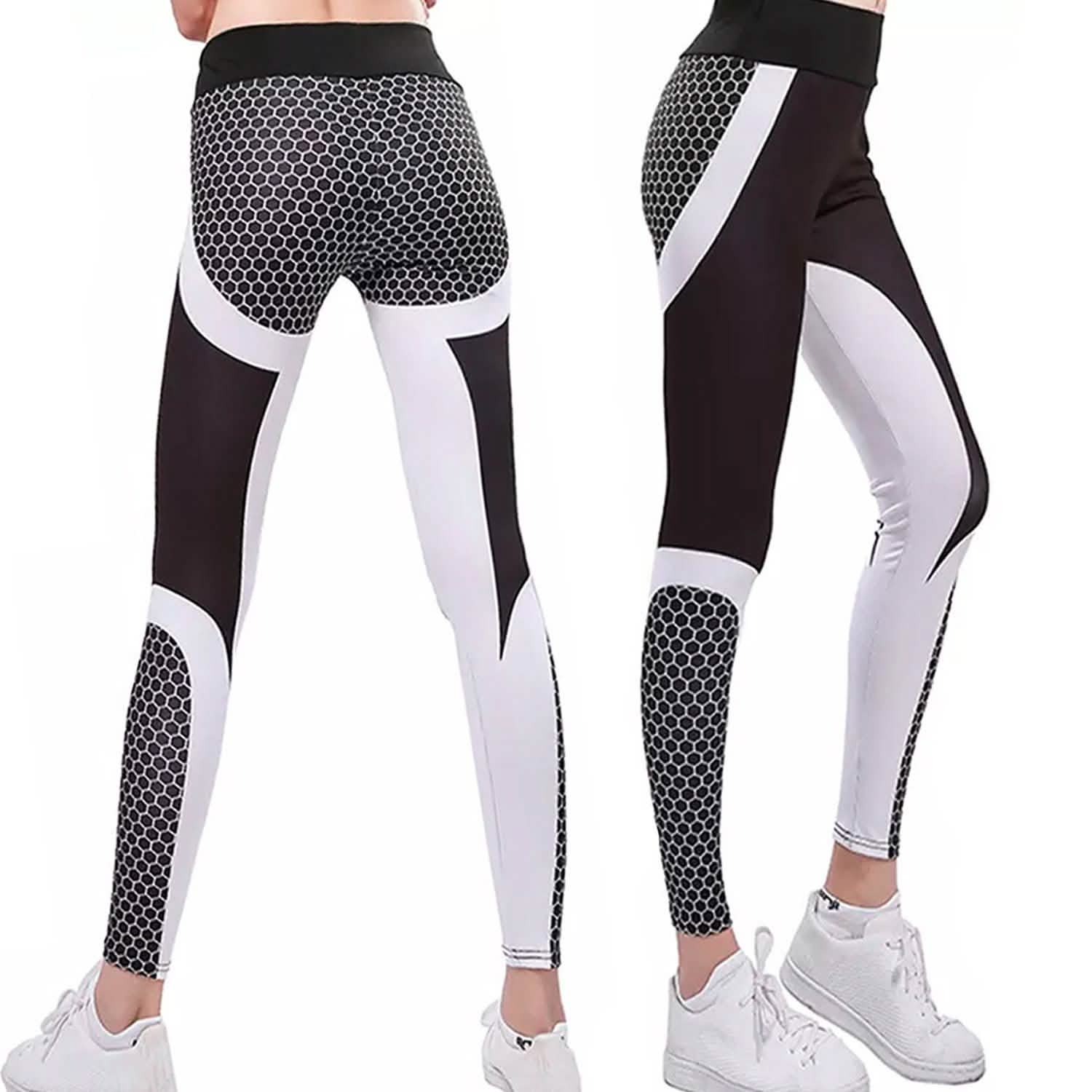 High-Waisted Honeycomb Ruched Yoga Fitness Leggings