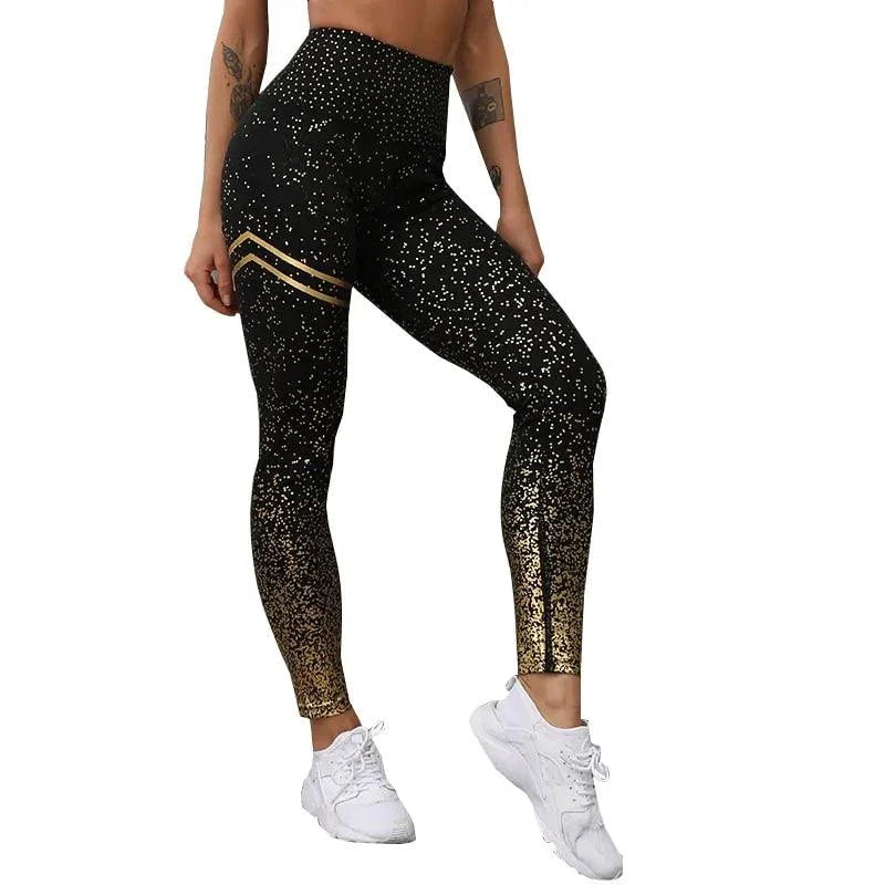 Women’s Chic Gold Print Fashion Leggings